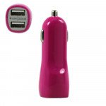 Wholesale 2 USB Output Cell Phone Car Adapter Charger (Hot Pink)